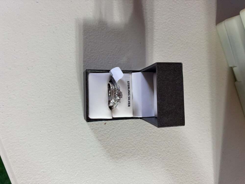 925 Silver Simulated Diamond Bridal Engagement Wedding Ring Set size 6.5